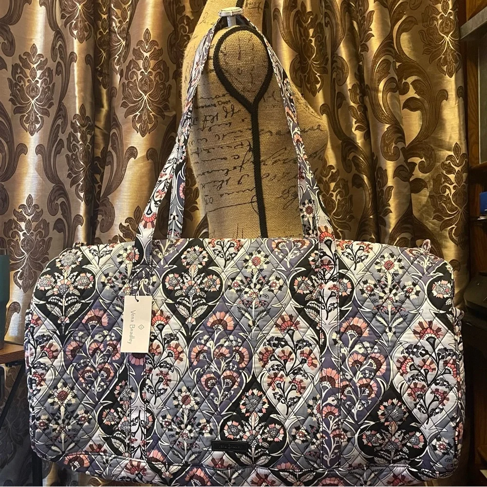 Vera Bradley Ornate Blooms Floral Large Traveler Duffel Bag Tote NWT New - Picture 10 of 13